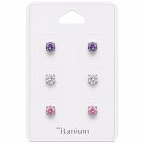 Titaani Korvakorut Cubic Zirconia 5 mm Korvakorupaketti 3 Paria.
