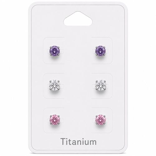 Titaani Korvakorut Cubic Zirconia 5 mm Korvakorupaketti 3 Paria.