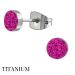 Titaani Korvakorut "Ear Studs with Fuchsia Crystal" 