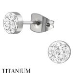 Titaani Korvakorut "Ear Studs with Clear Crystal" 