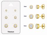 Titaani Korvakorut Kulta Bezel Set Cubic Zirconia Korvakorupaketti 3 Paria.