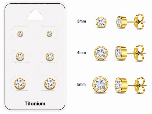 Titaani Korvakorut Kulta Bezel Set Cubic Zirconia Korvakorupaketti 3 Paria.