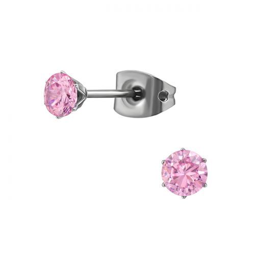 Titaani Korvakorut Pink Cubic Zirconia. Koko: 4 mm.