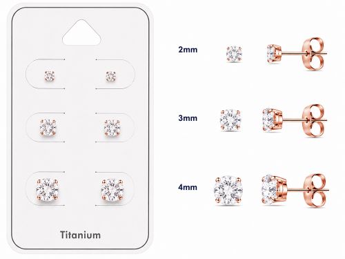 Titaani Korvakorut Ruusukulta Prong Set Cubic Zirconia Korvakorupaketti 3 Paria.