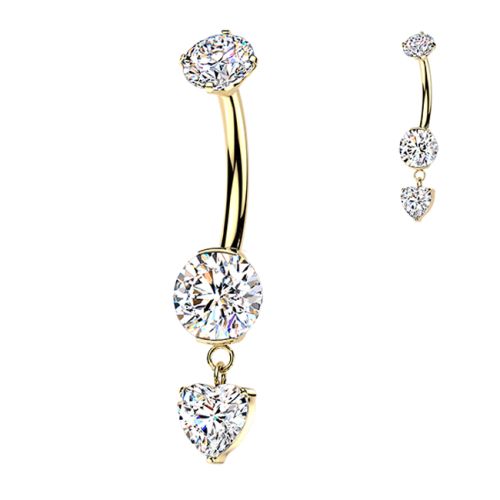Titaani Napakoru Internally Threaded Prong Set CZ With Heart. Väri: kulta.