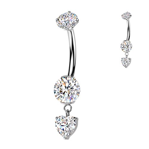 Titaani Napakoru Internally Threaded Prong Set CZ With Heart. Väri: teräs.