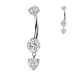 Titaani Napakoru Internally Threaded Prong Set CZ With Heart. Väri: teräs.
