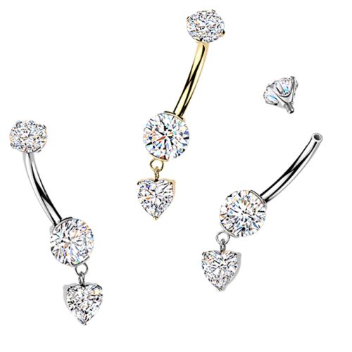 Titaani Napakoru Internally Threaded Prong Set CZ With Heart.