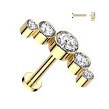 Titaani Rustokoru Gold 5-Round CZ Bezel Set Internally Threaded.