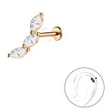 Titaani Rustokoru Silver Oval Cubic Zirconia Rosegold.