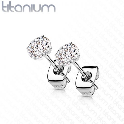 Titaani Korvakorut "Round Prong Set CZ"