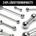 3 Kpl Lävistyskorupaketti "316L Steel Microbarbell 1,2 mm"