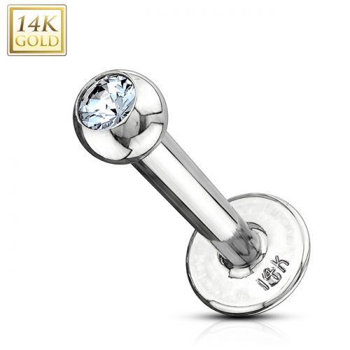 Huulikoru Kulta 14K "Clear CZ Gem Ball Top Labret"