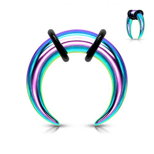 Teräsksestä valmistettu venytyskoru C-shape 316L Rainbow Tapers. Koot 2 mm - 10 mm.